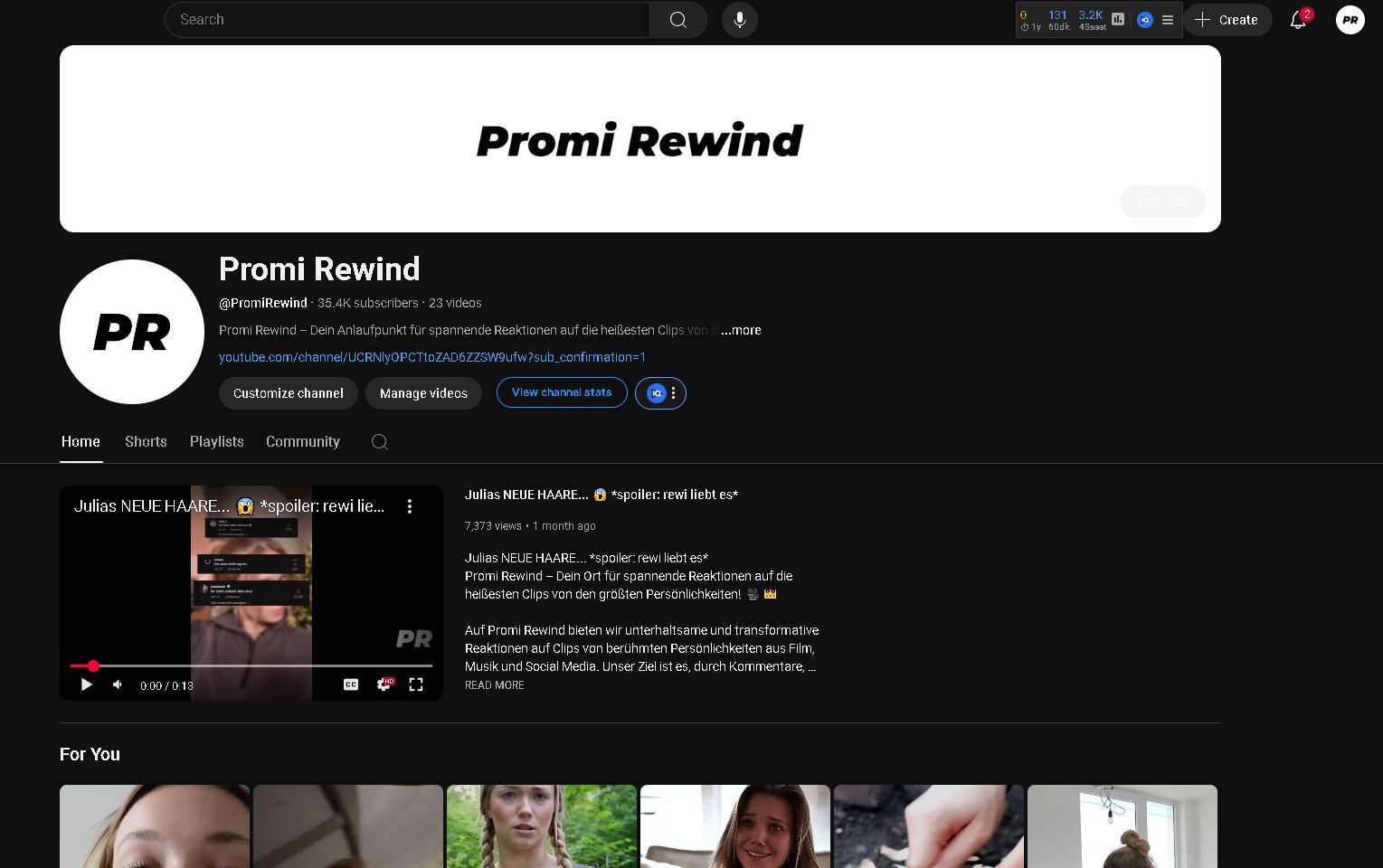 Thumbnail des Promi Rewind YouTube Kanals